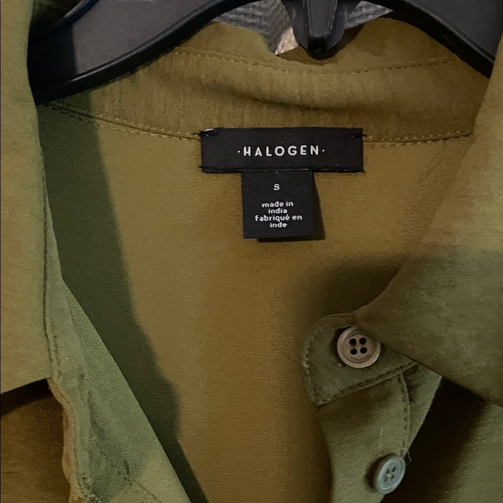 Halogen Sage Green Button-Up Blouse